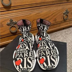 Balenciaga Black and White Paris Sneakers